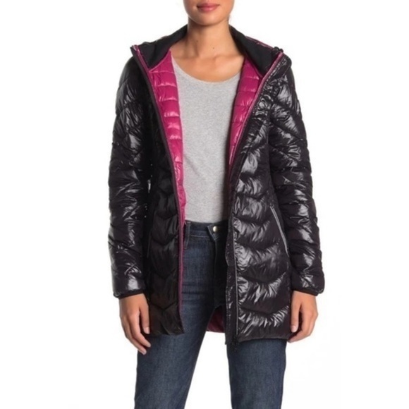 Noize Claire Black Pink Puffer Jacket New - Picture 1 of 16
